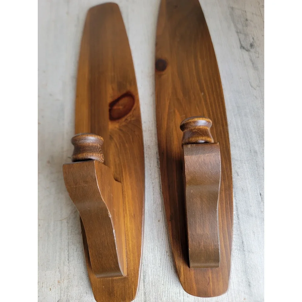 Vintage grandmacore wooden candle stick scones holder set hanging home wall